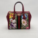 Gucci Ophidia Top Handle GG Supreme Flora Red GHW