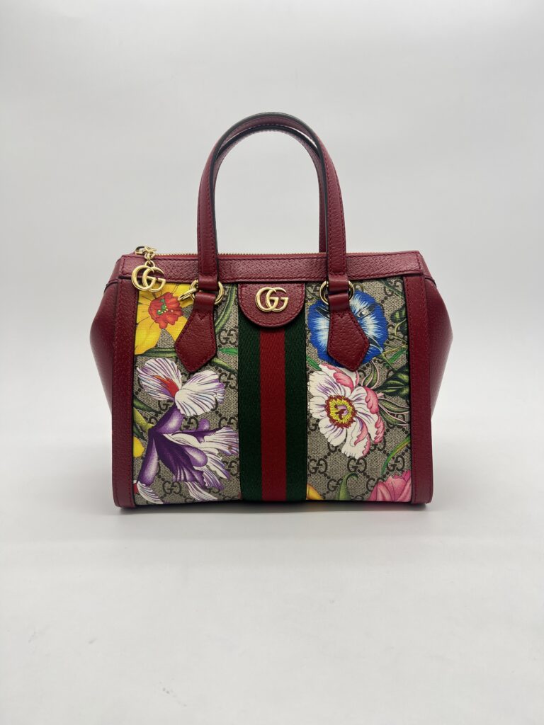 Gucci Ophidia Top Handle GG Supreme Flora Red GHW