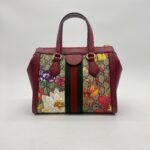 Gucci Ophidia Top Handle GG Supreme Flora Red GHW