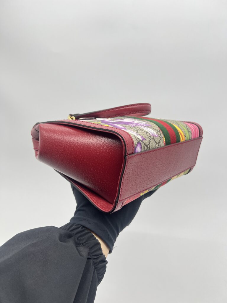 Gucci Ophidia Top Handle GG Supreme Flora Red GHW