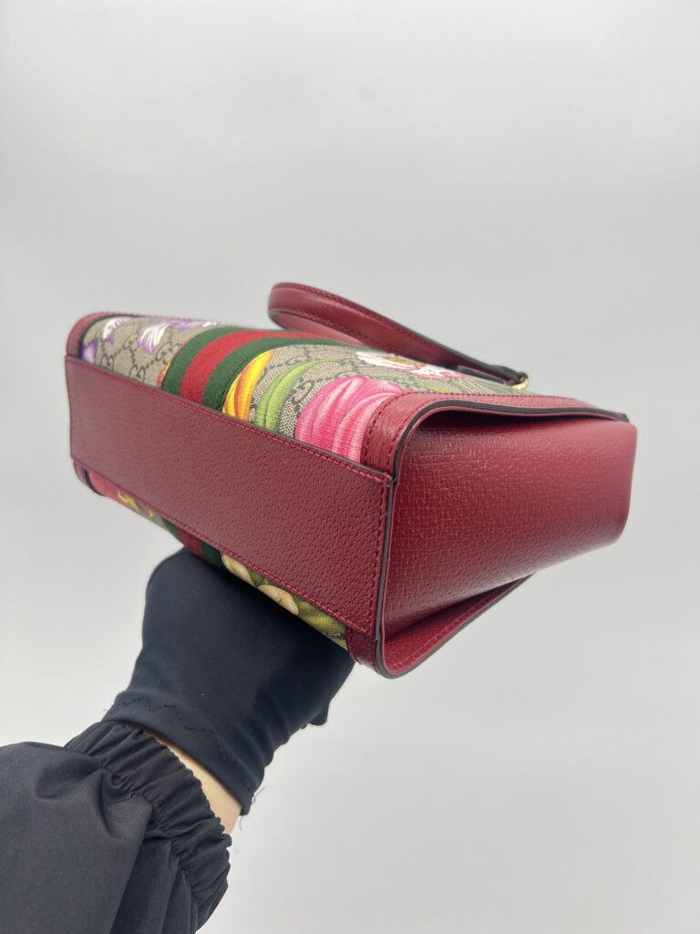 Gucci Ophidia Top Handle GG Supreme Flora Red GHW