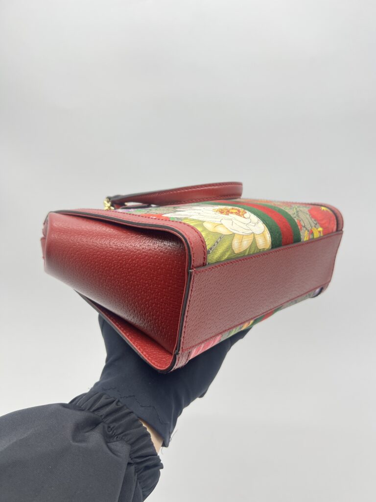 Gucci Ophidia Top Handle GG Supreme Flora Red GHW