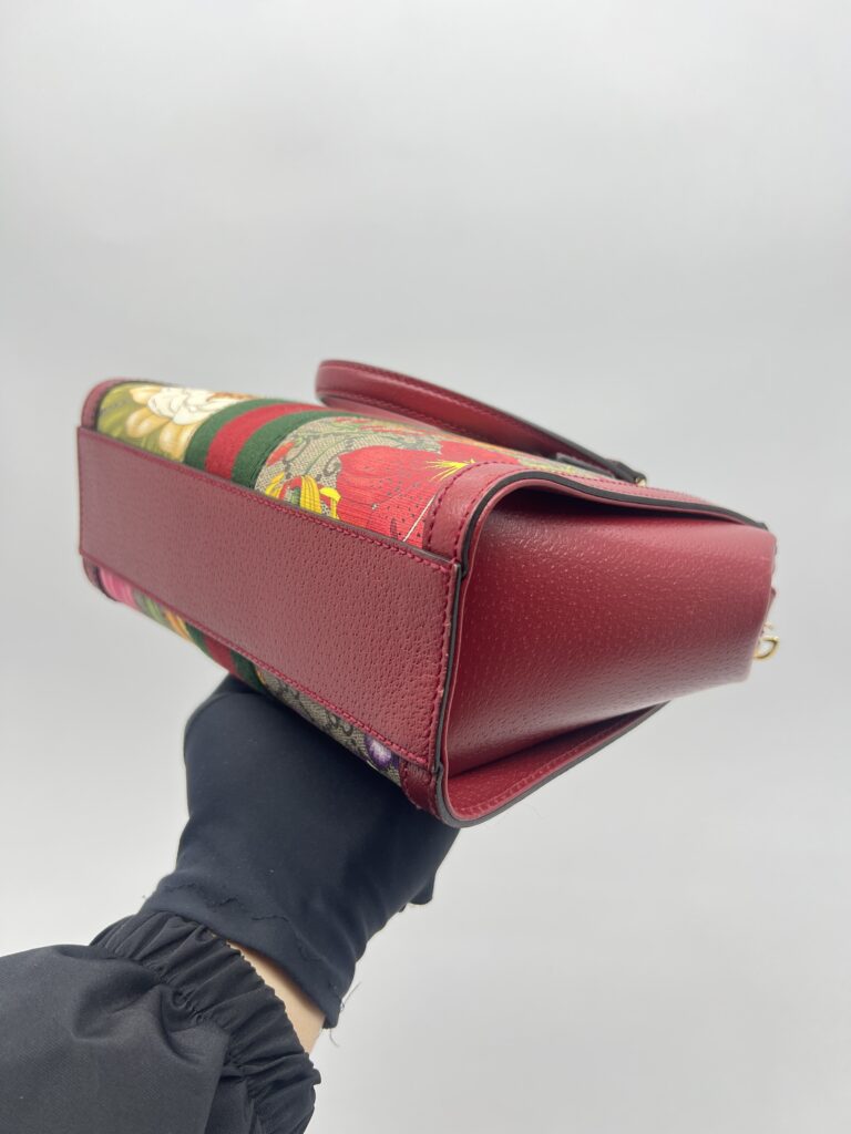 Gucci Ophidia Top Handle GG Supreme Flora Red GHW