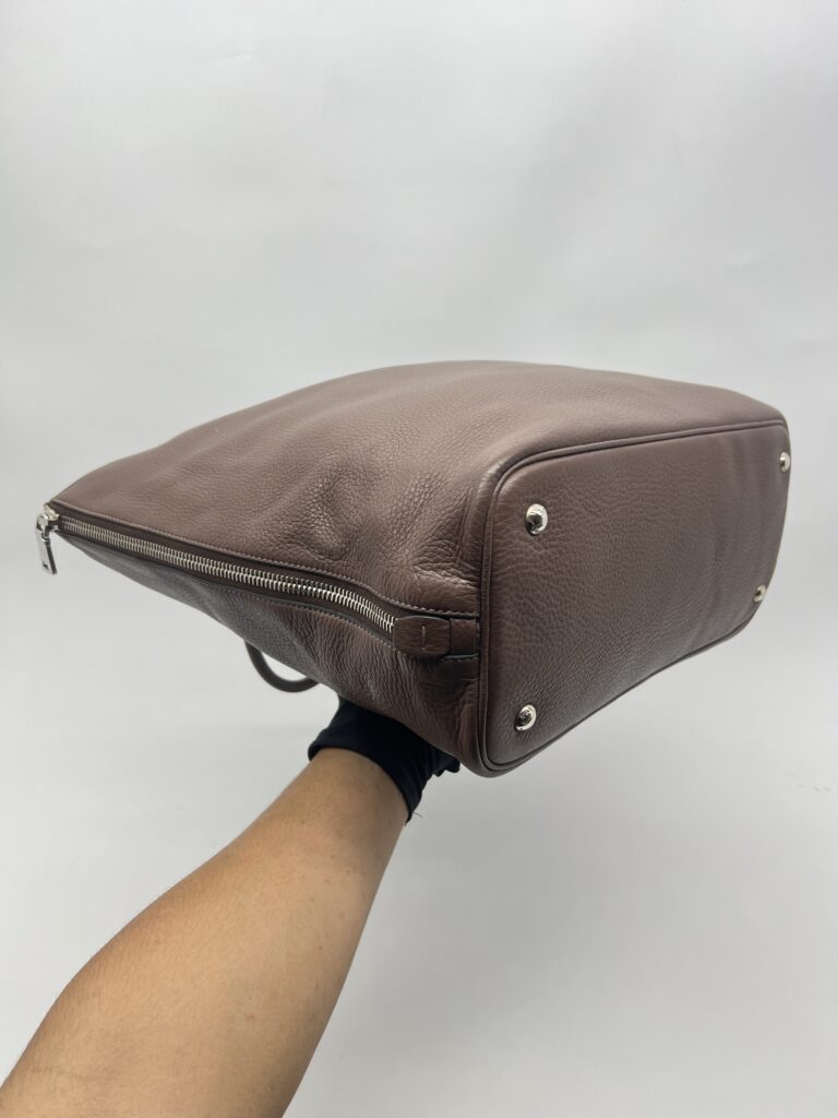Prada Shopping Tote Side Zip Vitello Phenix Dark Brown /Bruciato SHW