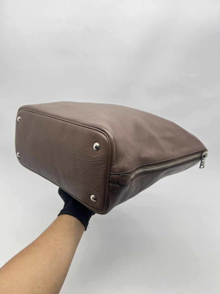 Prada Shopping Tote Side Zip Vitello Phenix Dark Brown /Bruciato SHW