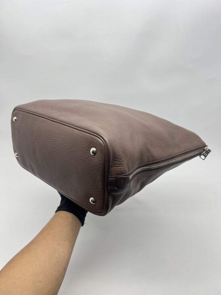 Prada Shopping Tote Side Zip Vitello Phenix Dark Brown /Bruciato SHW