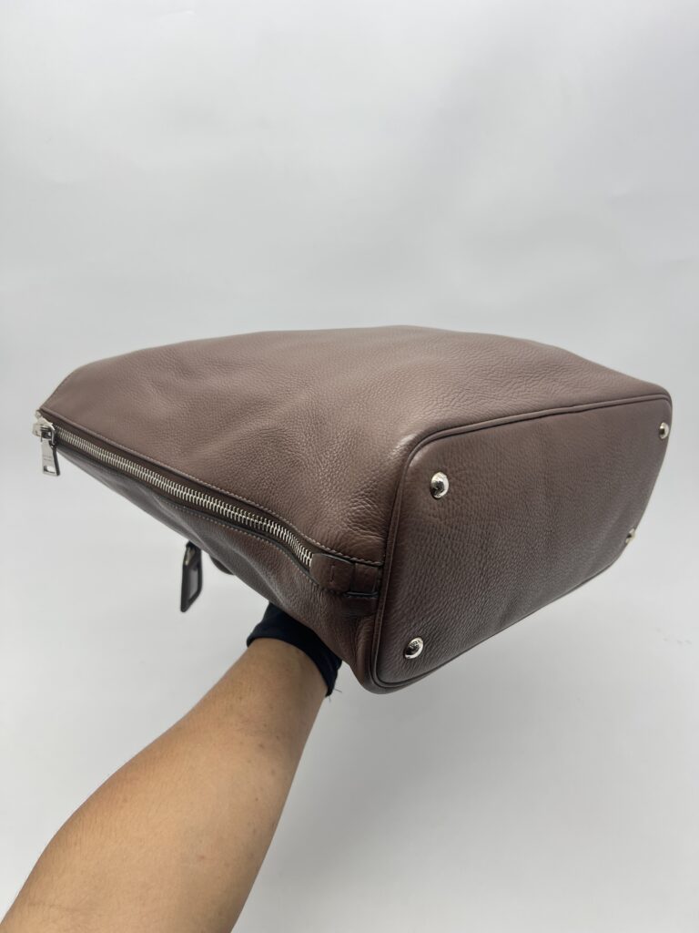 Prada Shopping Tote Side Zip Vitello Phenix Dark Brown /Bruciato SHW