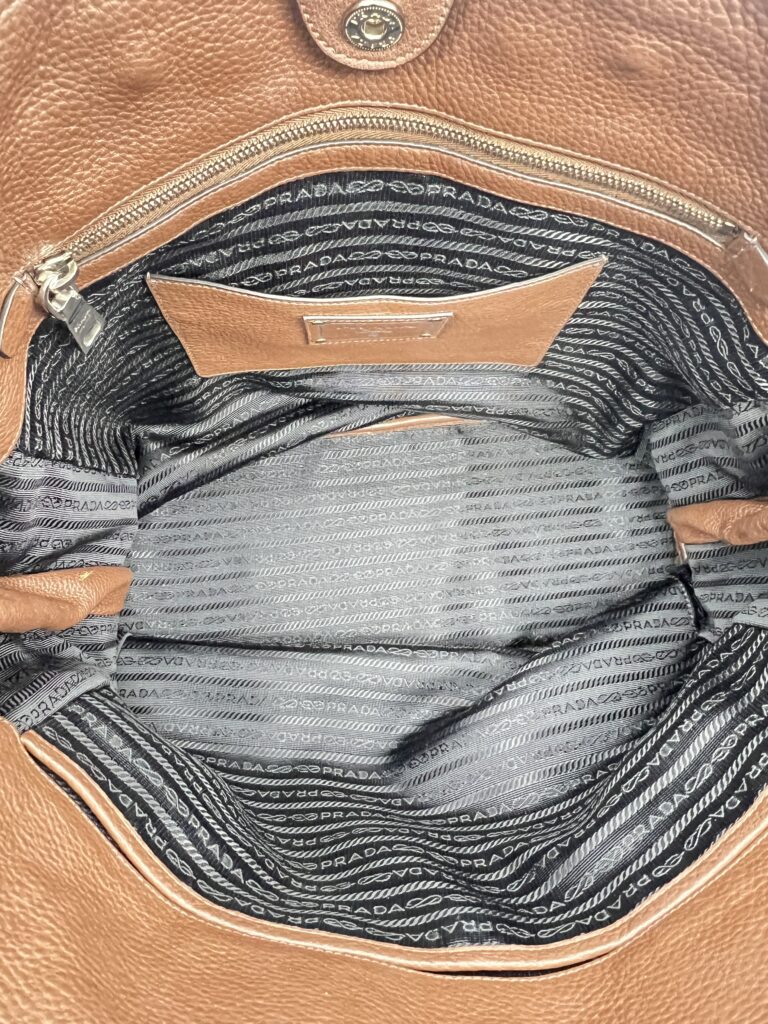 Prada Shopping Tote Side Zip Vitello Phenix Dark Brown /Bruciato SHW