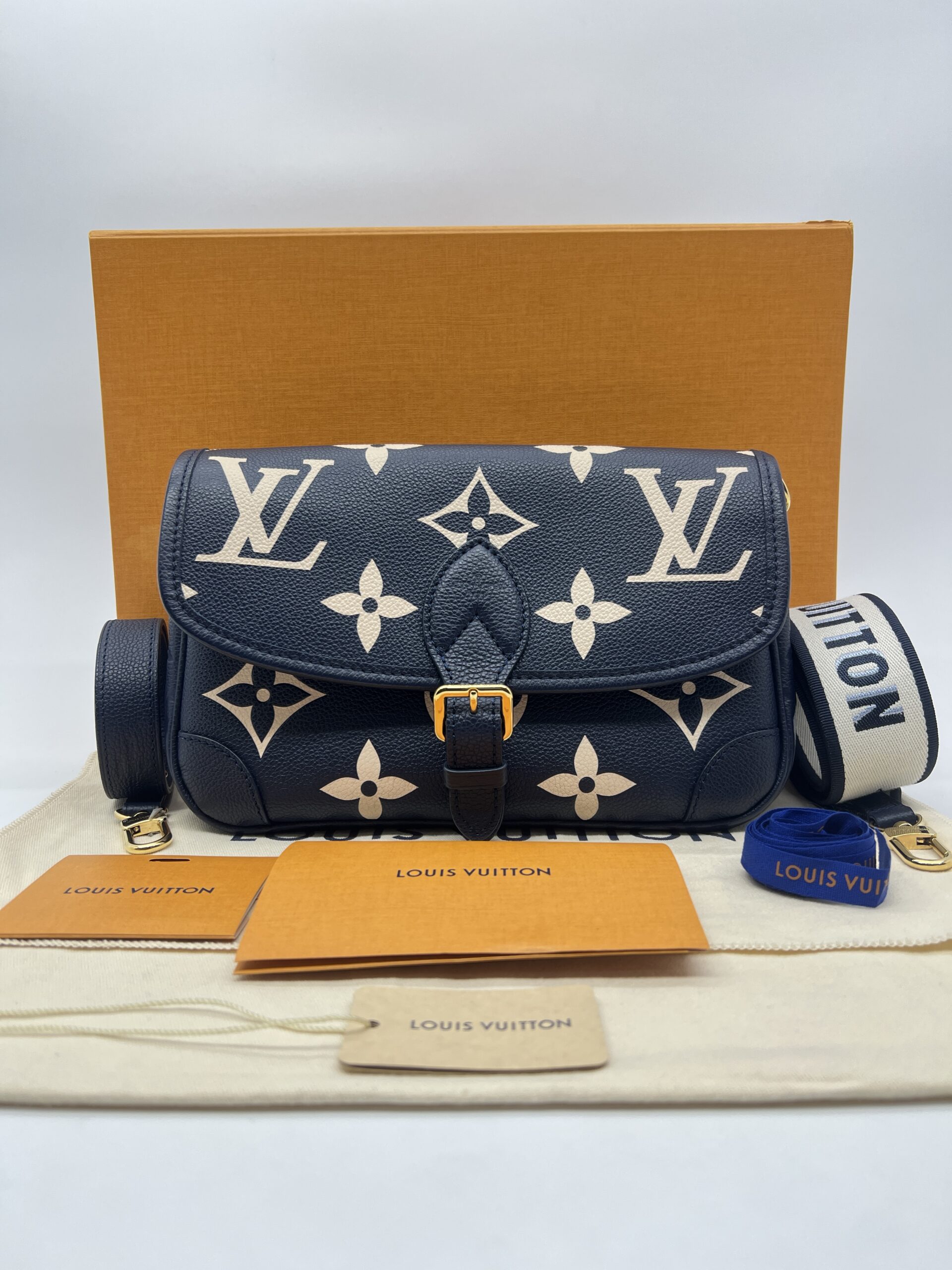 Louis Vuitton Diane PM Monogram Empreinte Navy Creme GHW