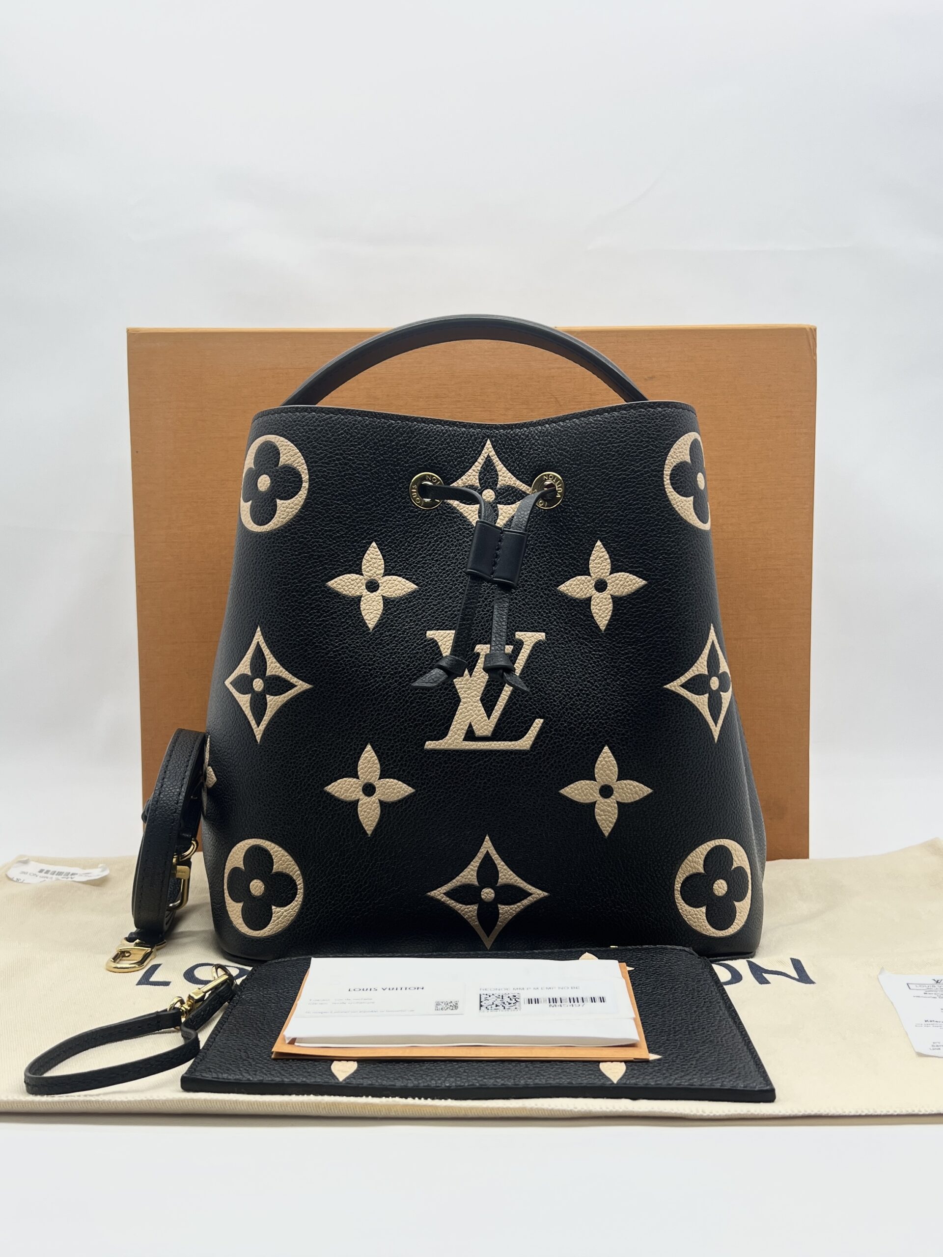 Louis Vuitton Neo Neo MM Monogram Empreinte Giant Noir Beige GHW