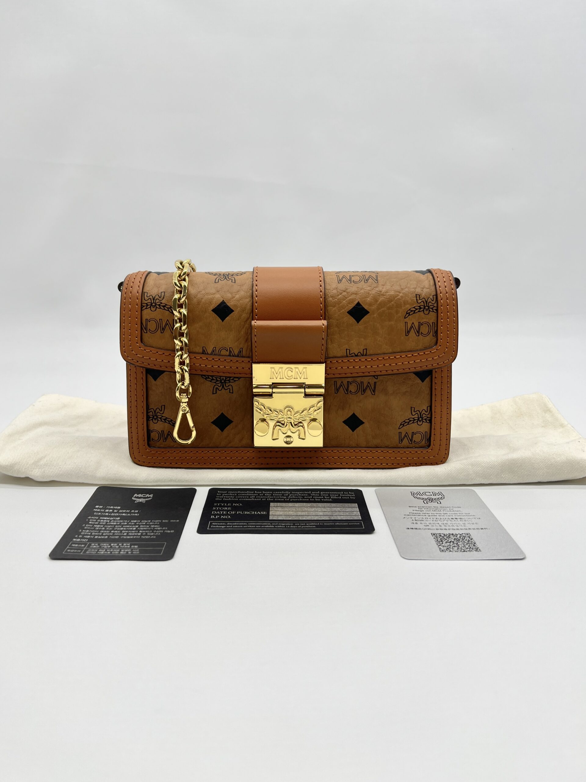Tracy Mini Chain Crossbody Visetos Cognac