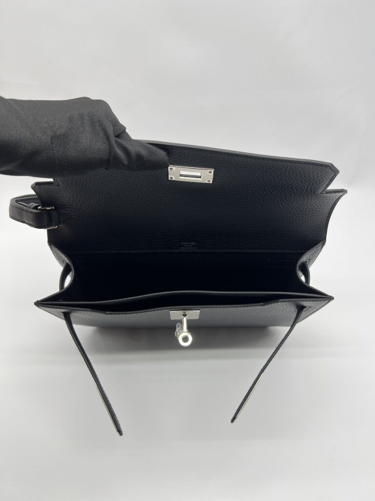 Hermes Kelly Depeches 25 Pouch Togo Noir PHW