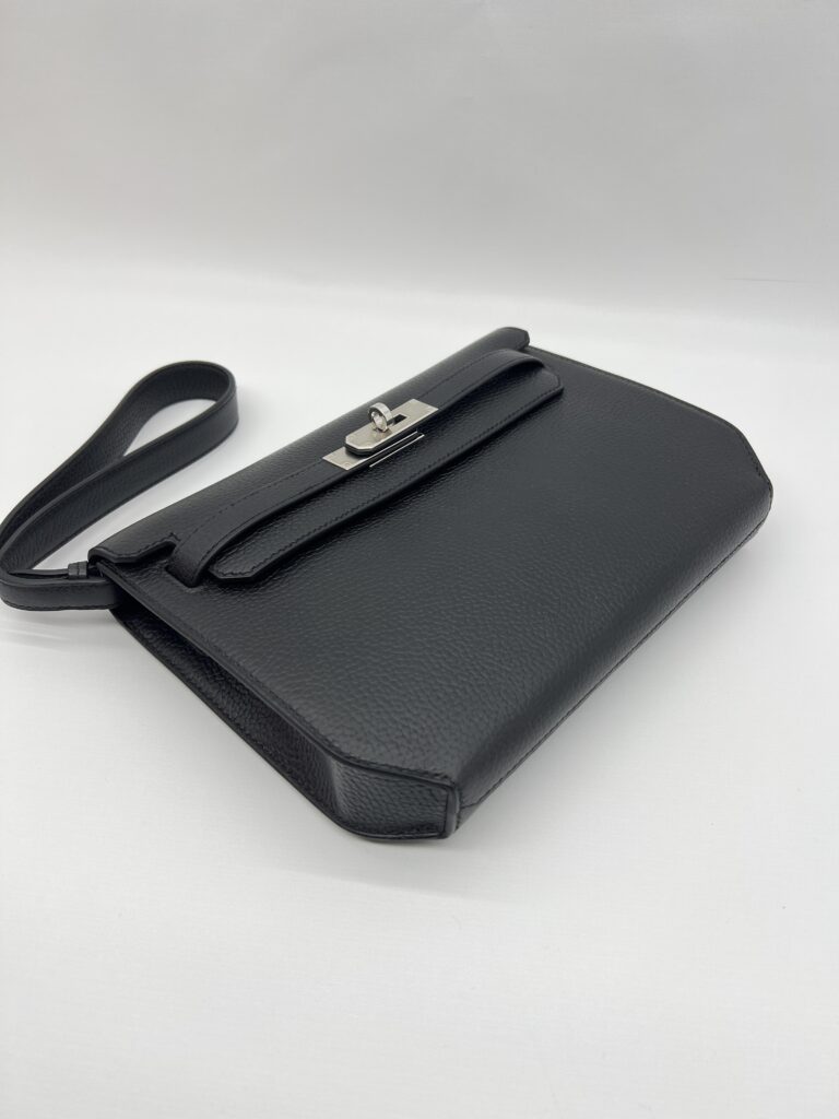 Hermes Kelly Depeches 25 Pouch Togo Noir PHW