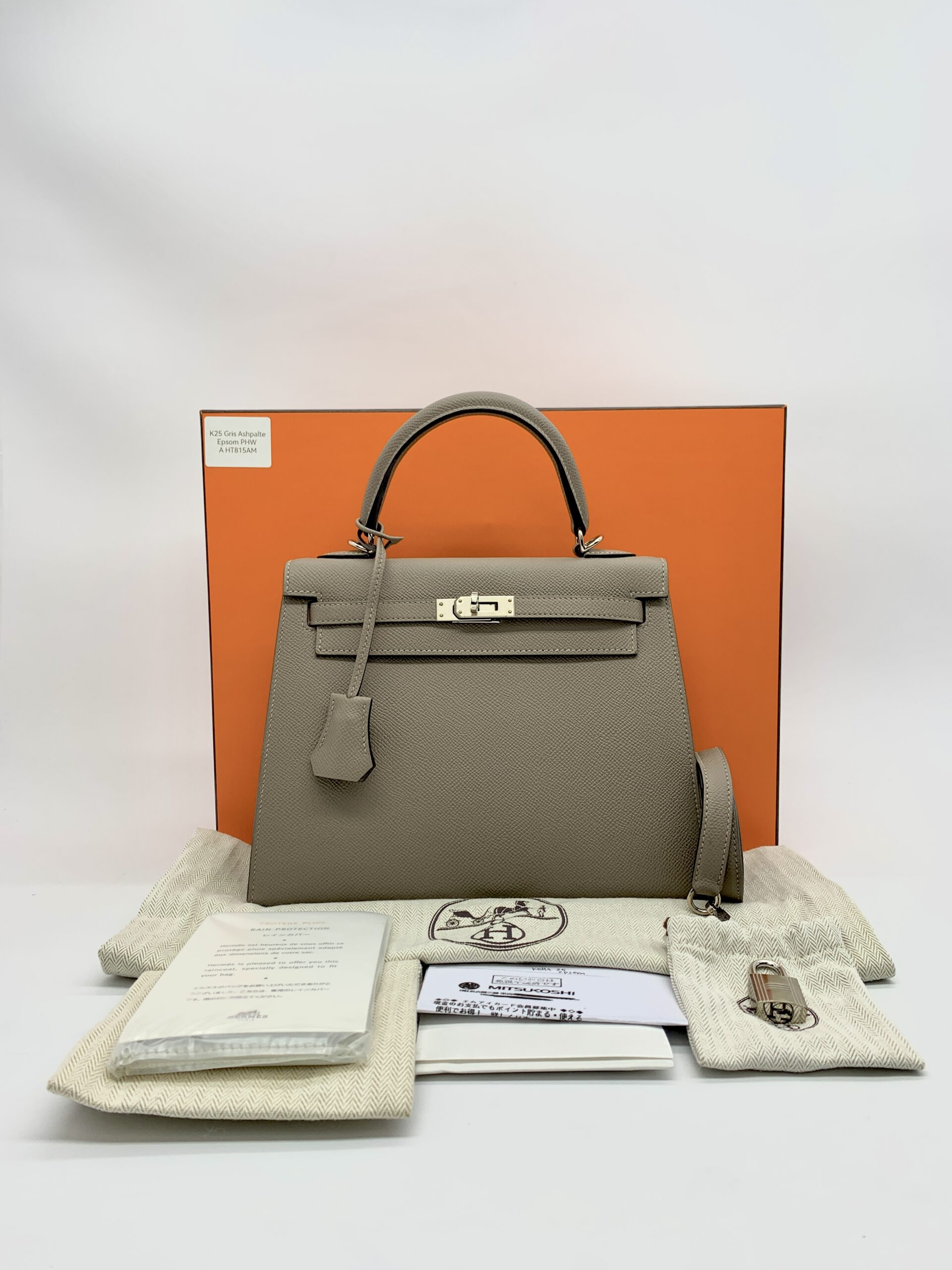 Hermes Kelly 25 Epsom Gris Asphalt PHW