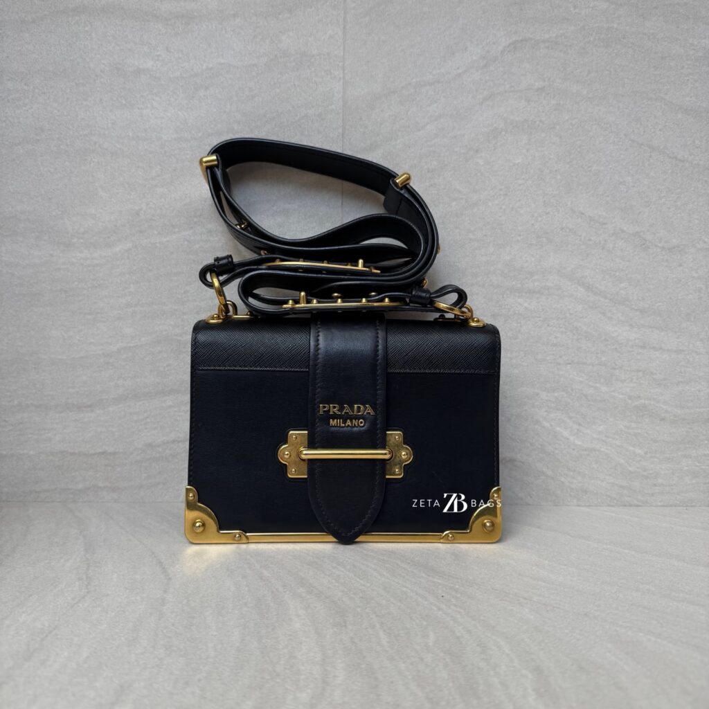 Prada Cahier City Calf Saffiano Nero
