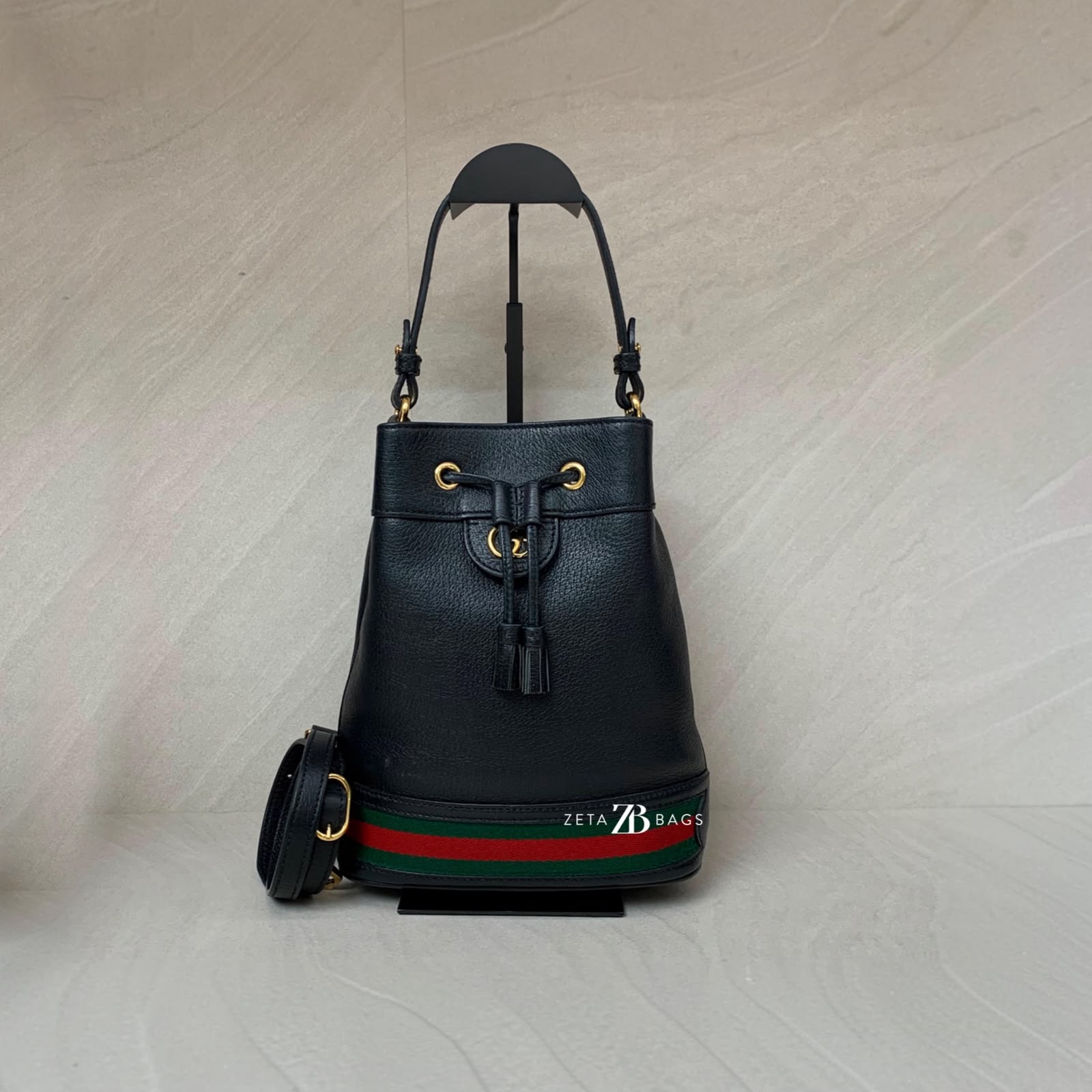 Gucci Ophidia Bucket Leather Black GHW