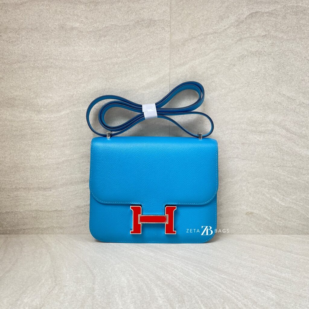 Hermes Constance 18 Epsom Blue De Nord Rouge PHW