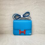 Hermes Constance 18 Epsom Blue De Nord Rouge PHW