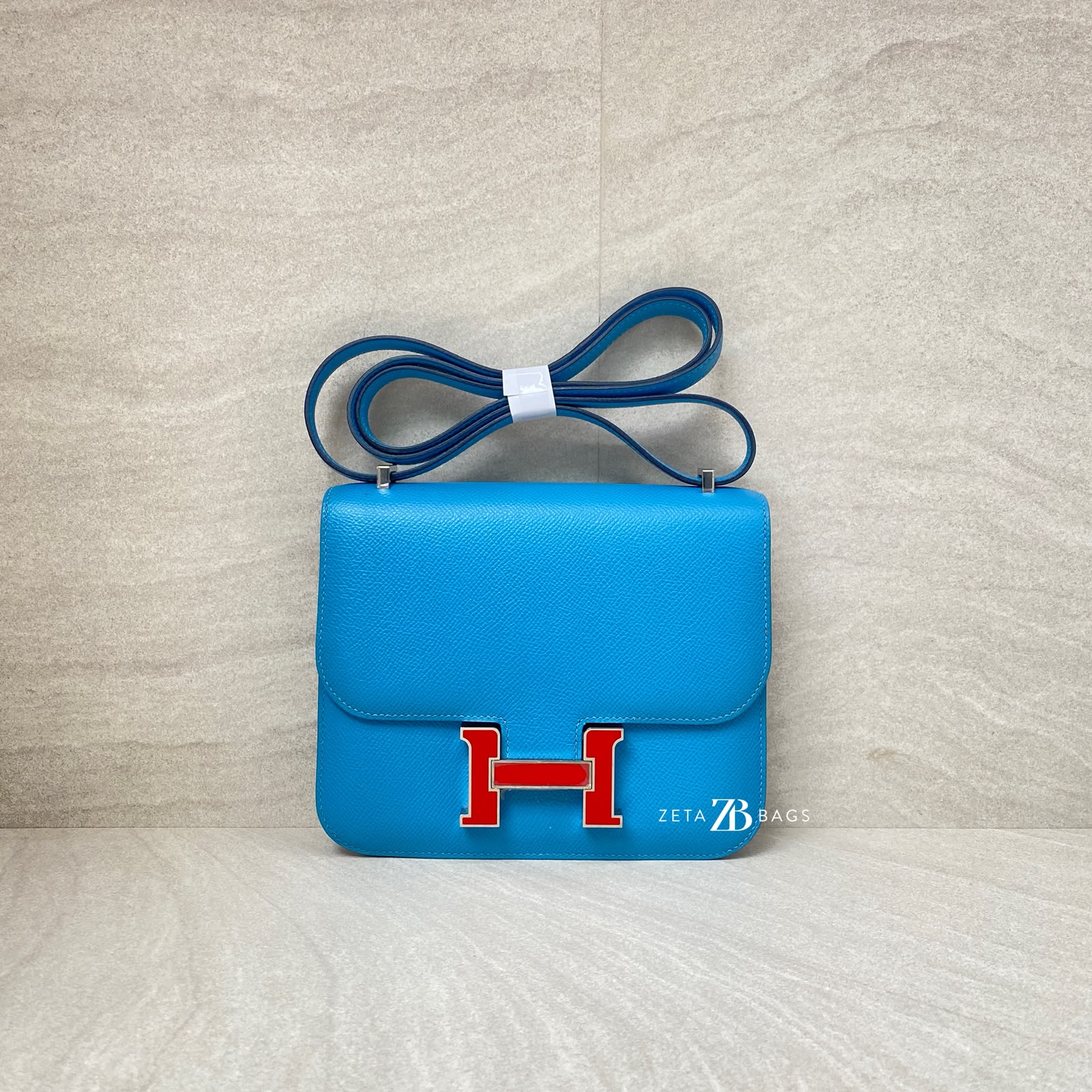 Hermes Constance 18 Epsom Blue De Nord Rouge PHW