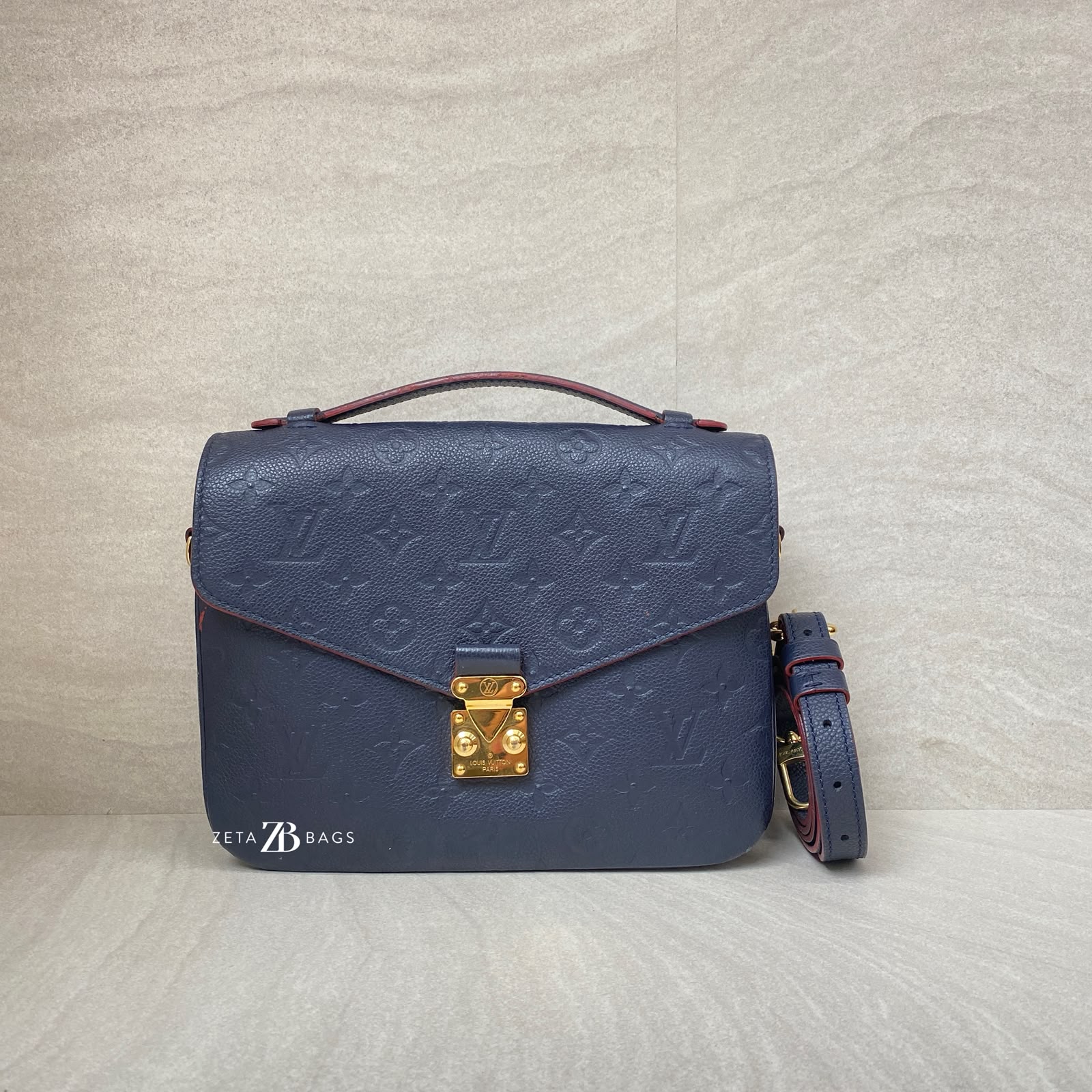 Louis Vuitton Metis MM Monogram Empreinte Marine Rouge GHW