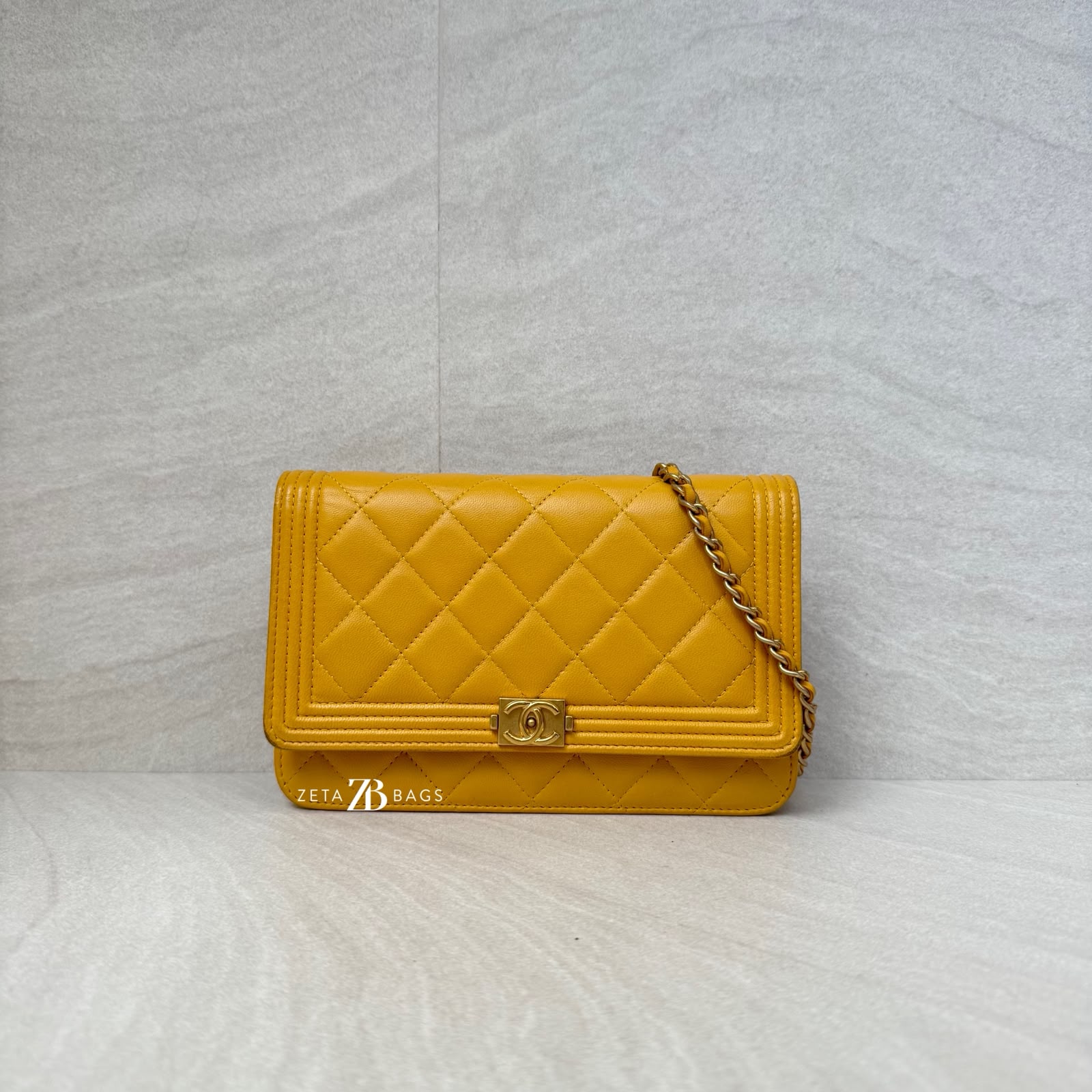 Chanel Boy WOC Lambskin Yellow GHW