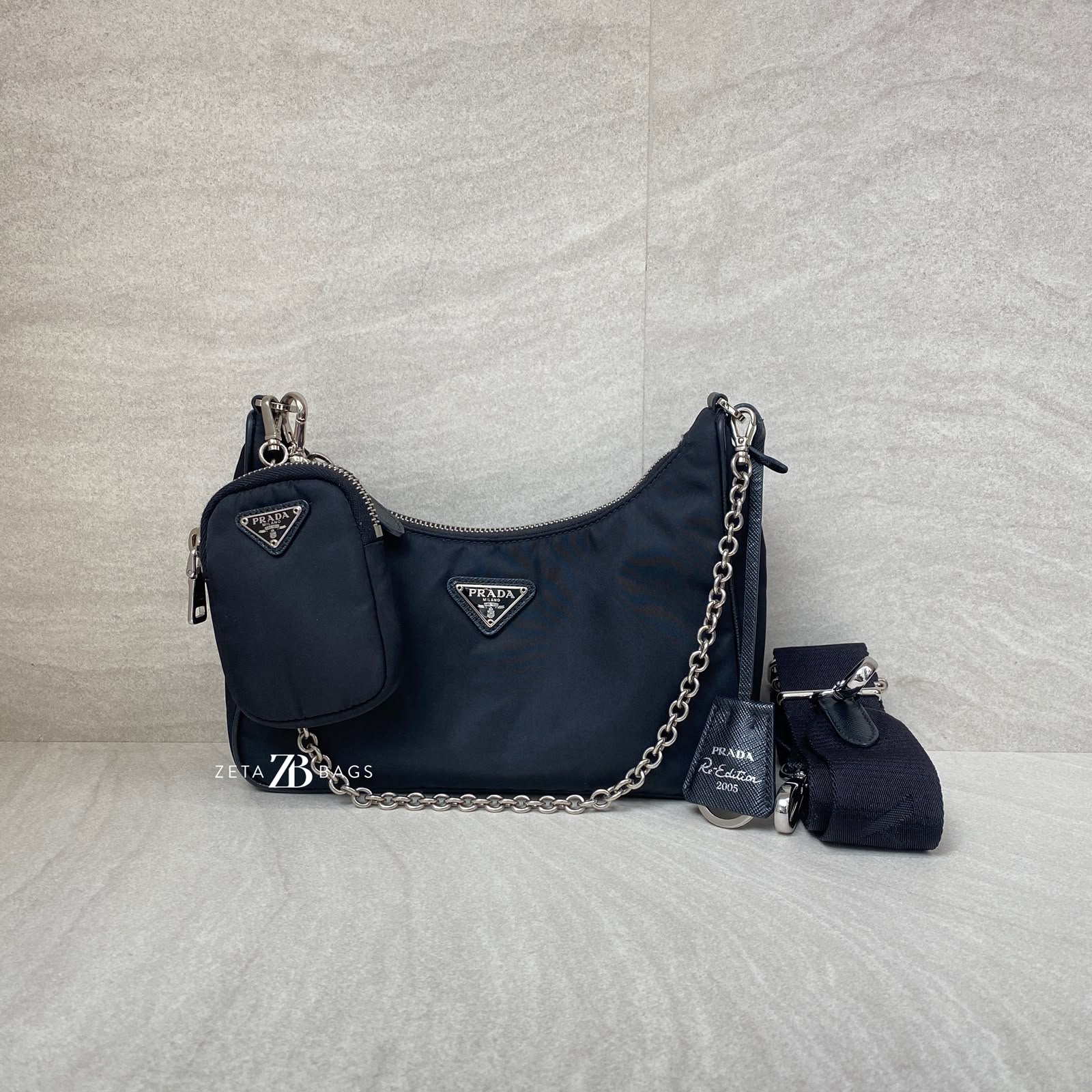 Prada Re Edition 2005 Tessuto Nylon Nero SHW