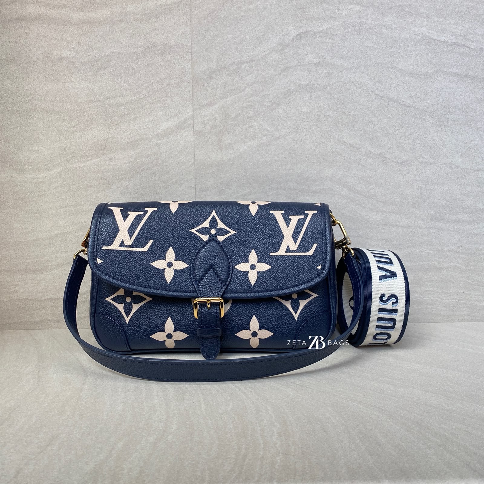 Louis Vuitton Diane PM Monogram Empreinte Navy Creme GHW