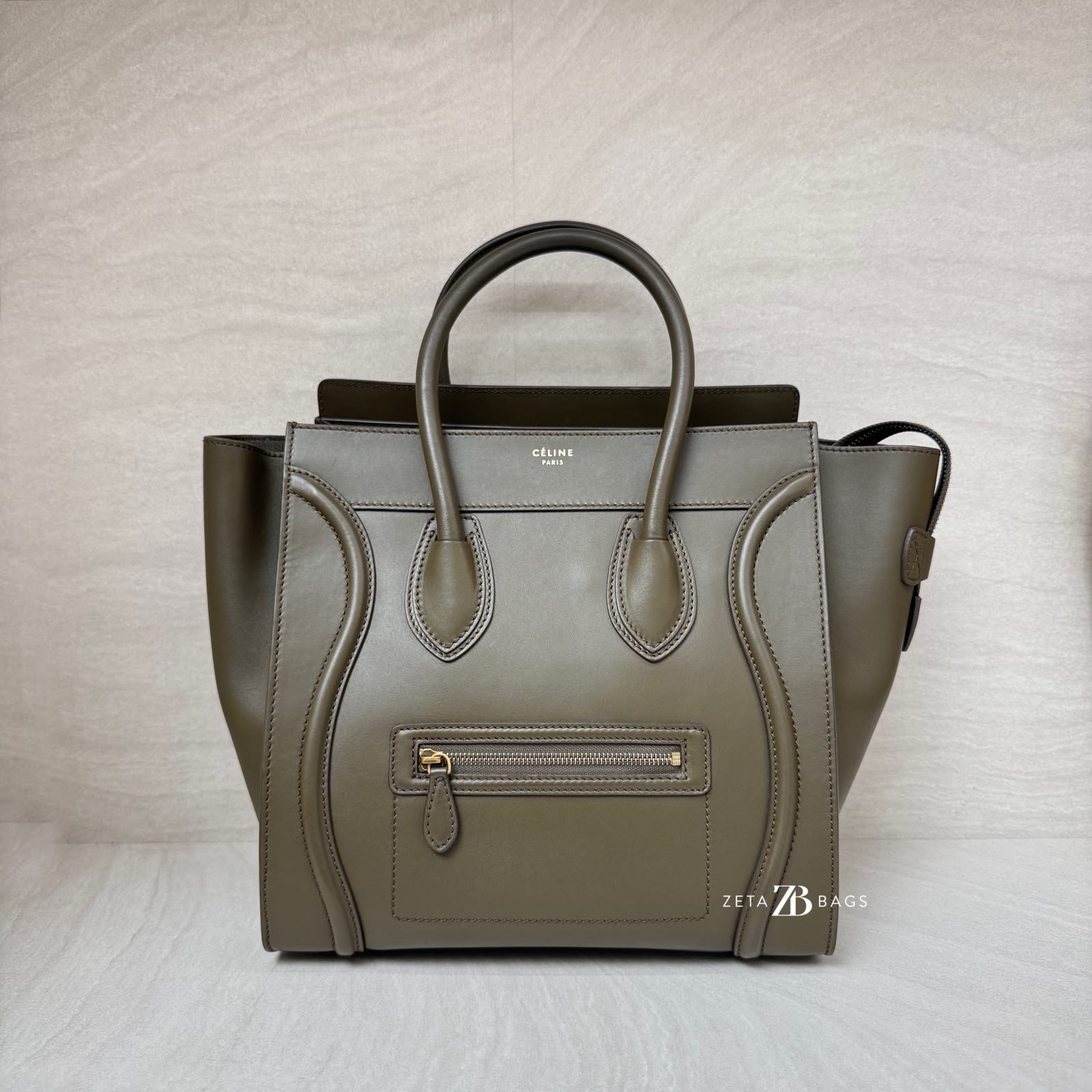 Celine Mini Luggage Khaki GHW