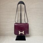 Hermes Constance 18 Croco Burgundy PHW