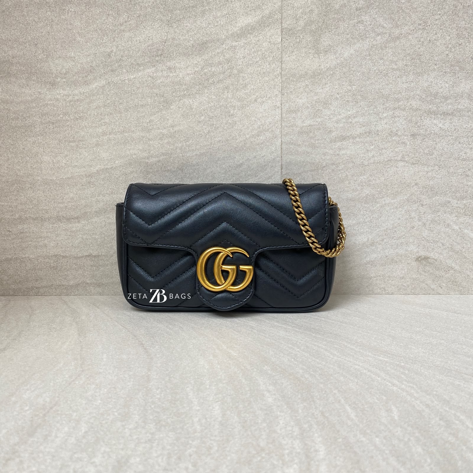 Gucci  Marmont Super Mini Black GHW