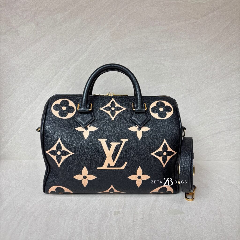 Louis Vuitton Speedy Bandou 25 Monogram Empreinte Noir Creme GHW