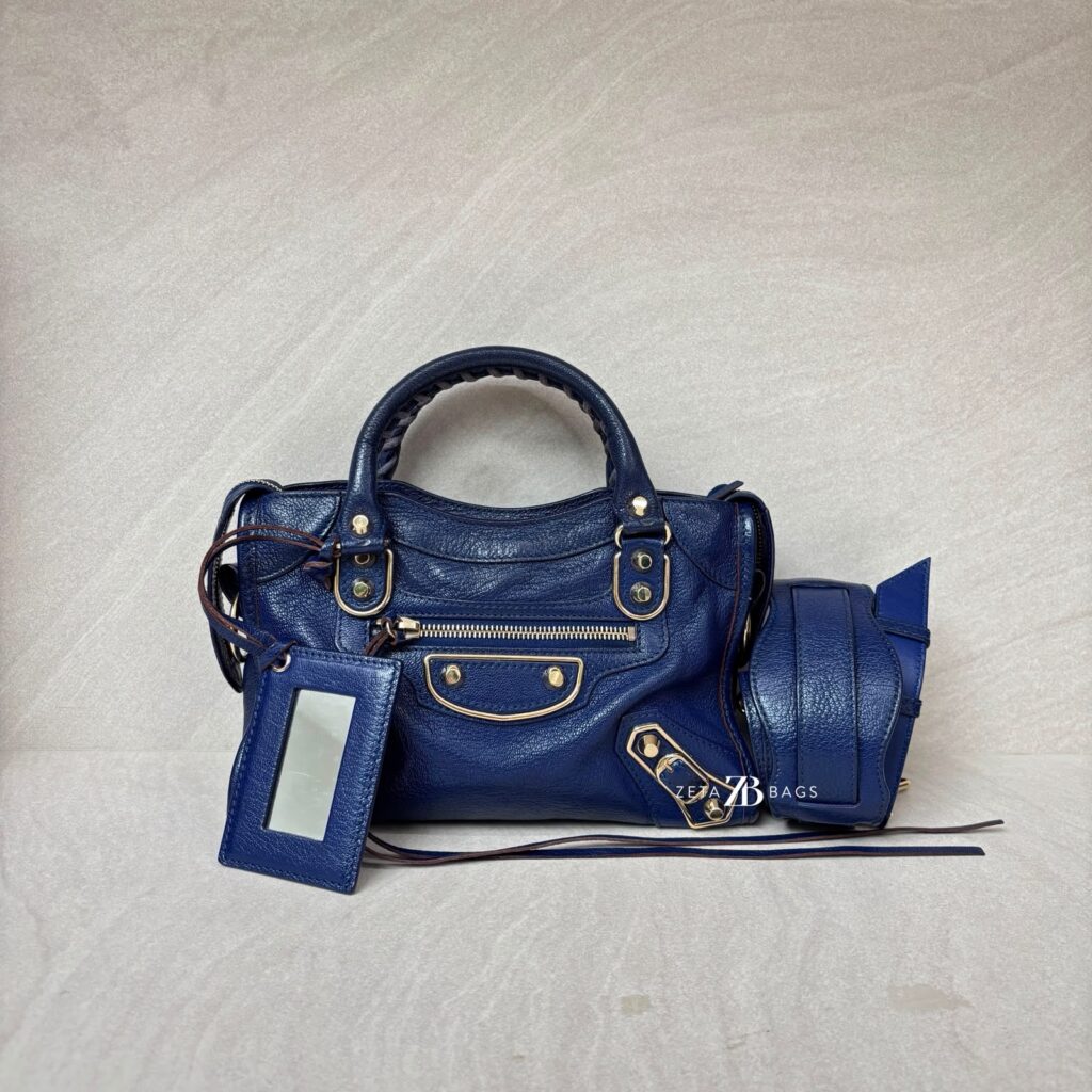 Balenciaga Mini City Edge Chevre Navy GHW