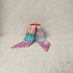 Hermes Twilly Super Silk Quest Bleu Cobalt/Rose/Jaune