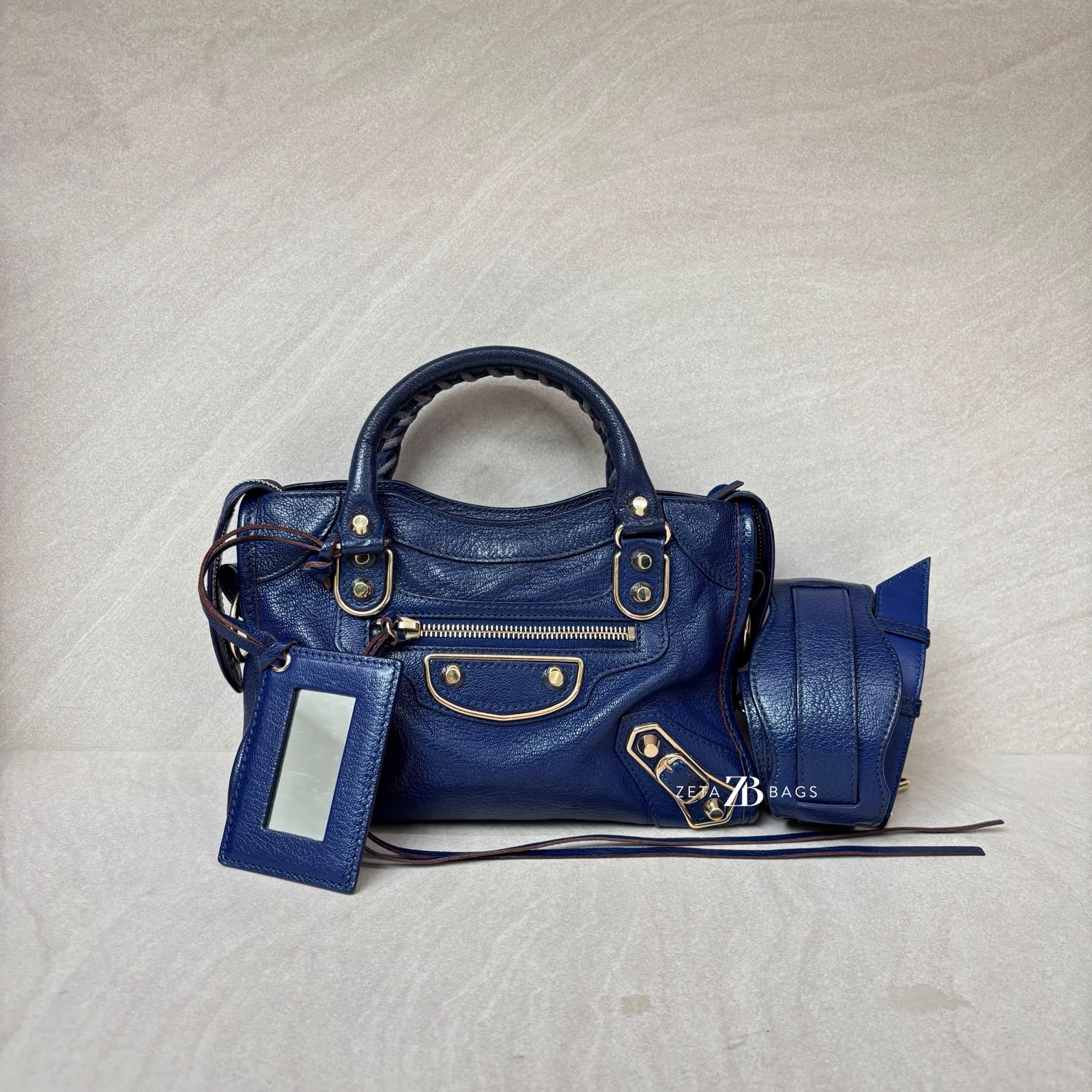 Balenciaga Mini City Edge Chevre Navy GHW