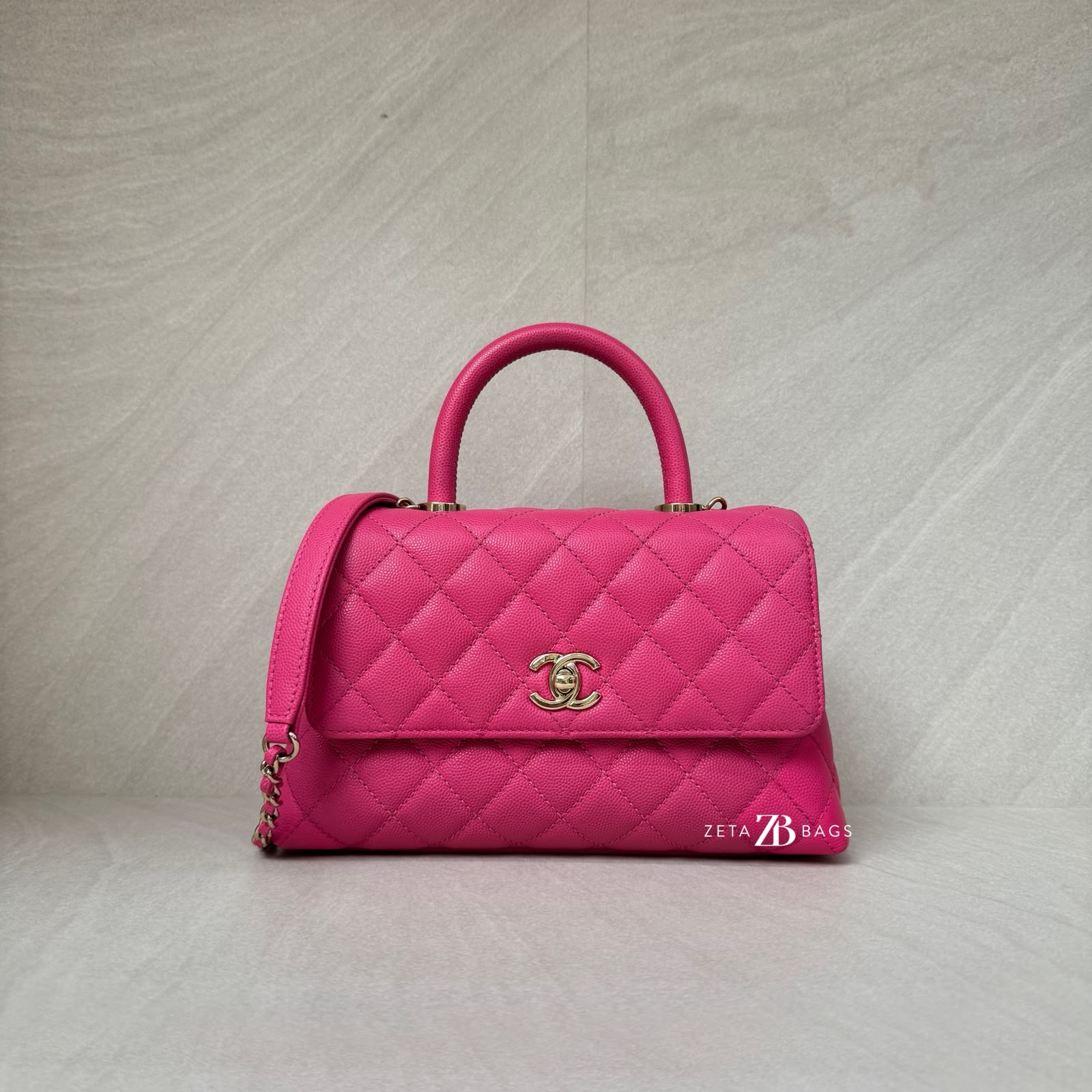 Chanel Small Coco Handle Caviar Fuchsia GHW
