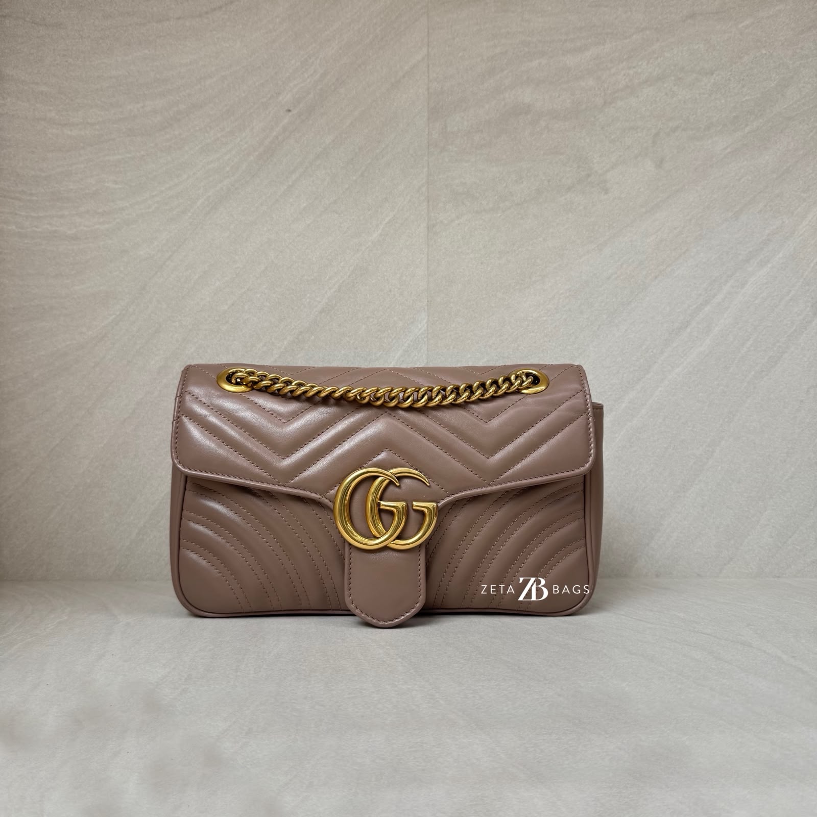 Gucci Marmont Flap Small Nude GHW