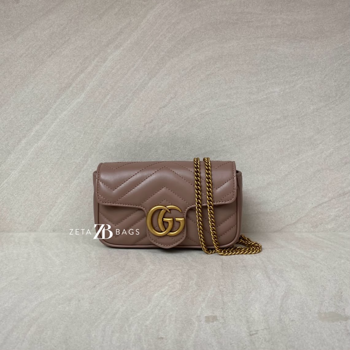 Gucci Marmont Super Mini Nude GHW