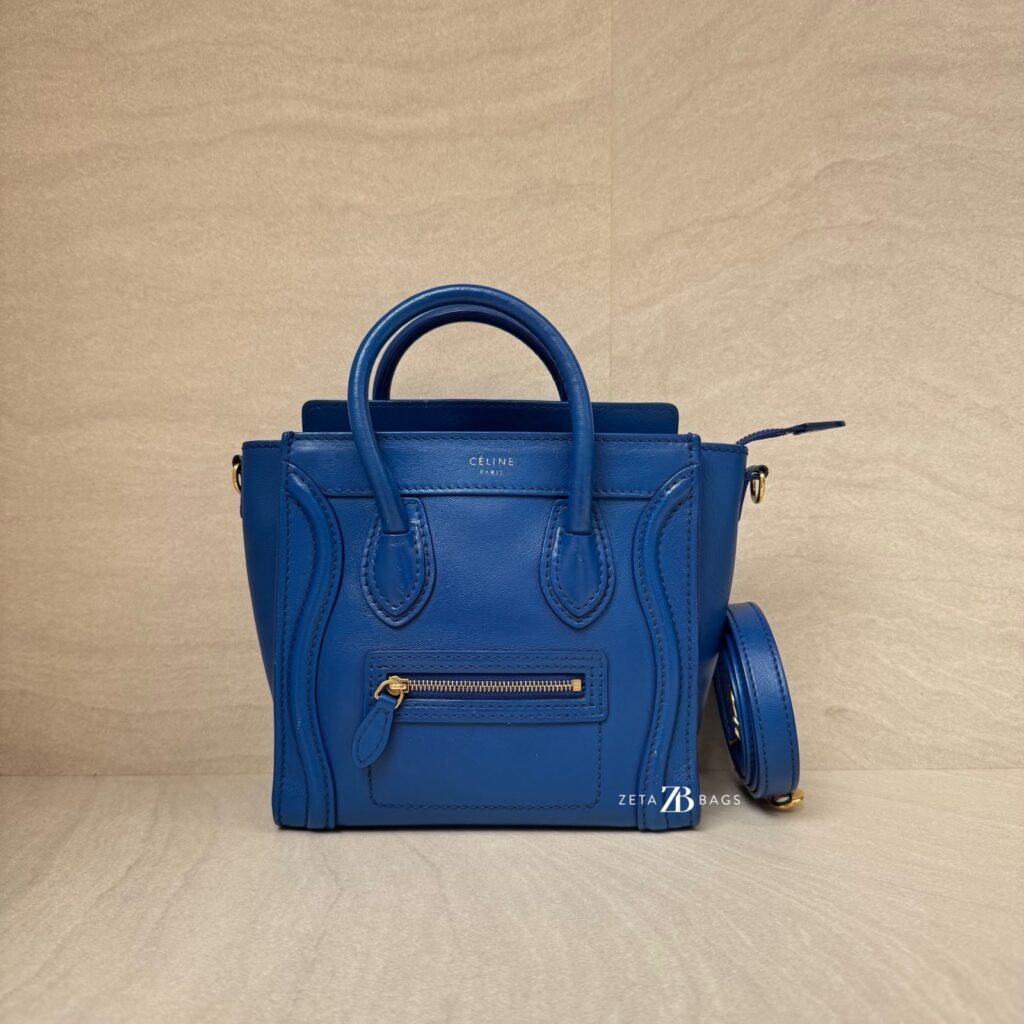 Celine Nano Luggage Blue Electric GHW