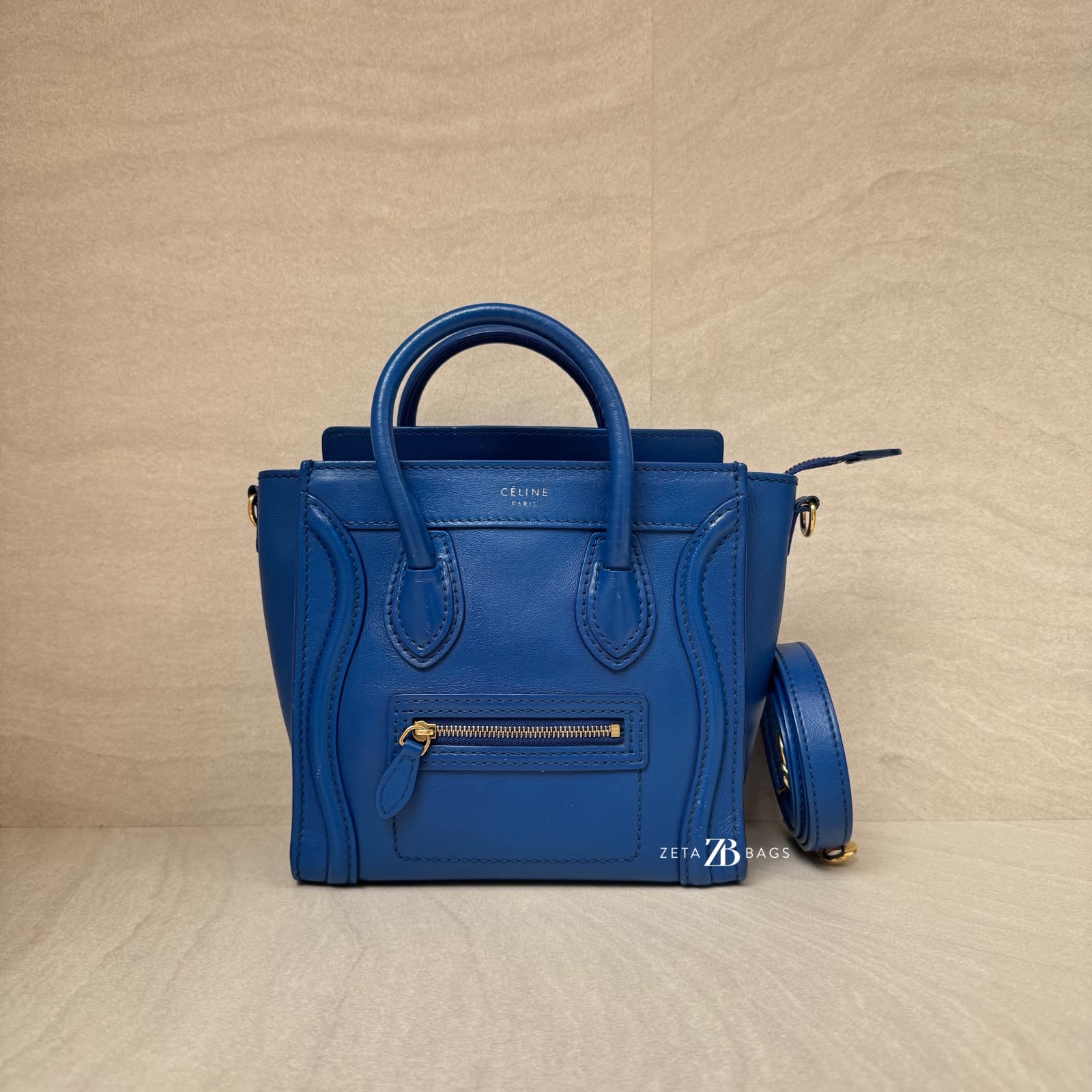 Celine Nano Luggage Blue Electric GHW