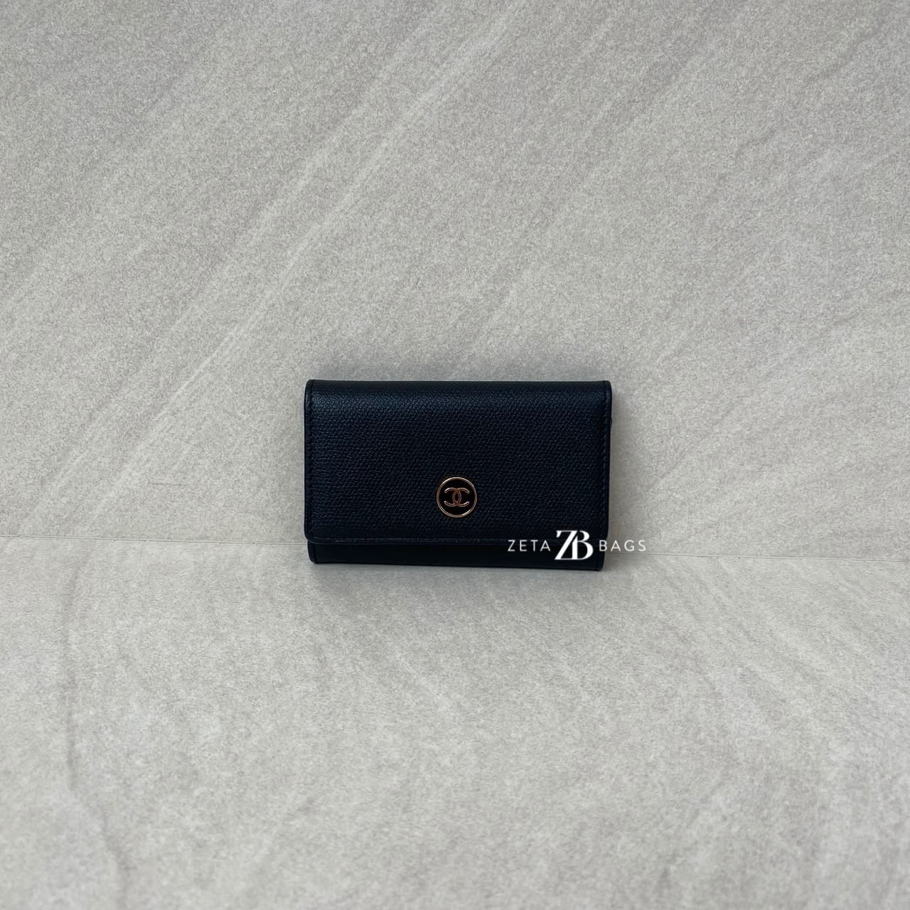 Chanel Flap Key Holder Black GHW