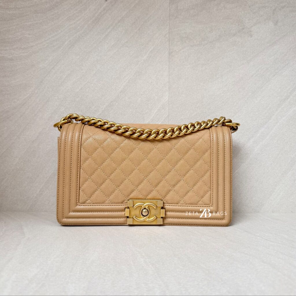 Chanel Boy 25 Caviar Dark Beige GHW