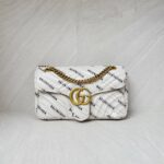 Gucci Marmont Flap Small X White Balenciaga Logo GHW