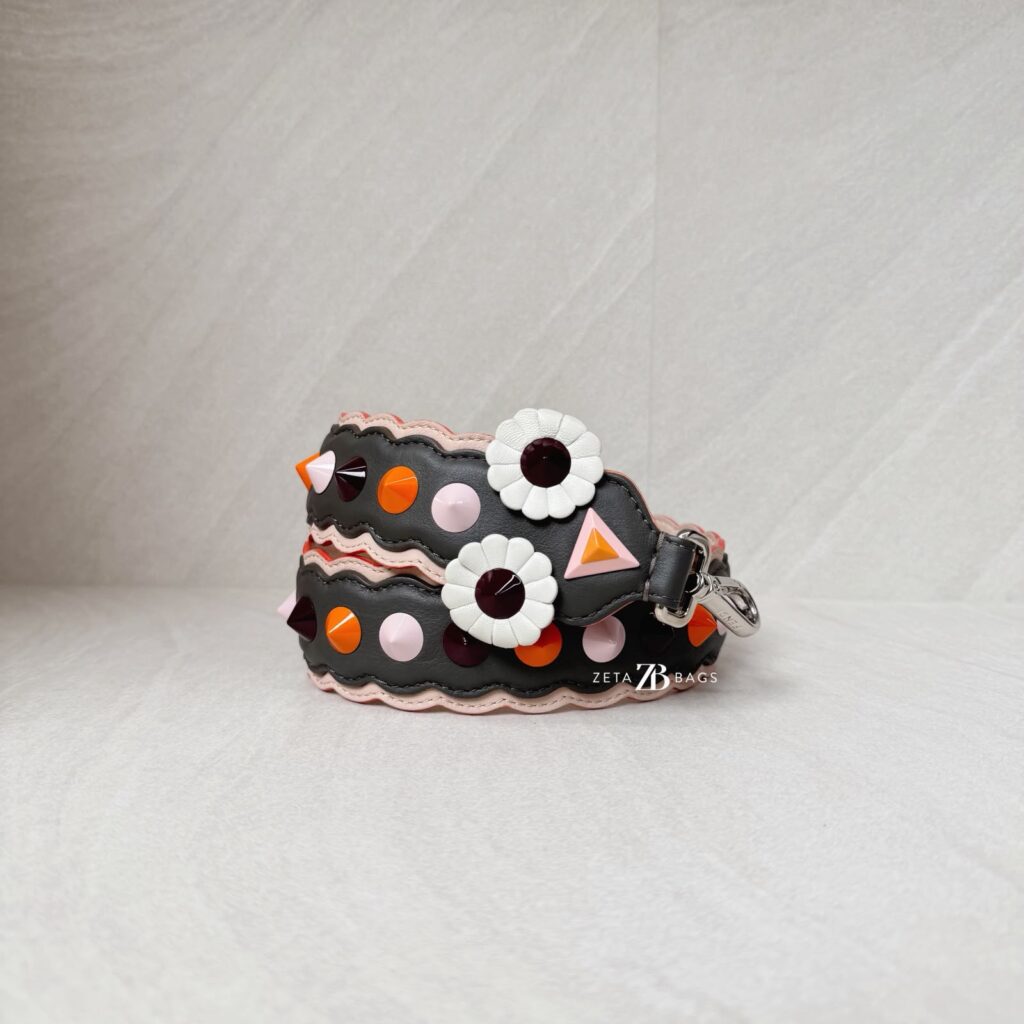 Fendi Strap Studded Flower Grey Multicolor