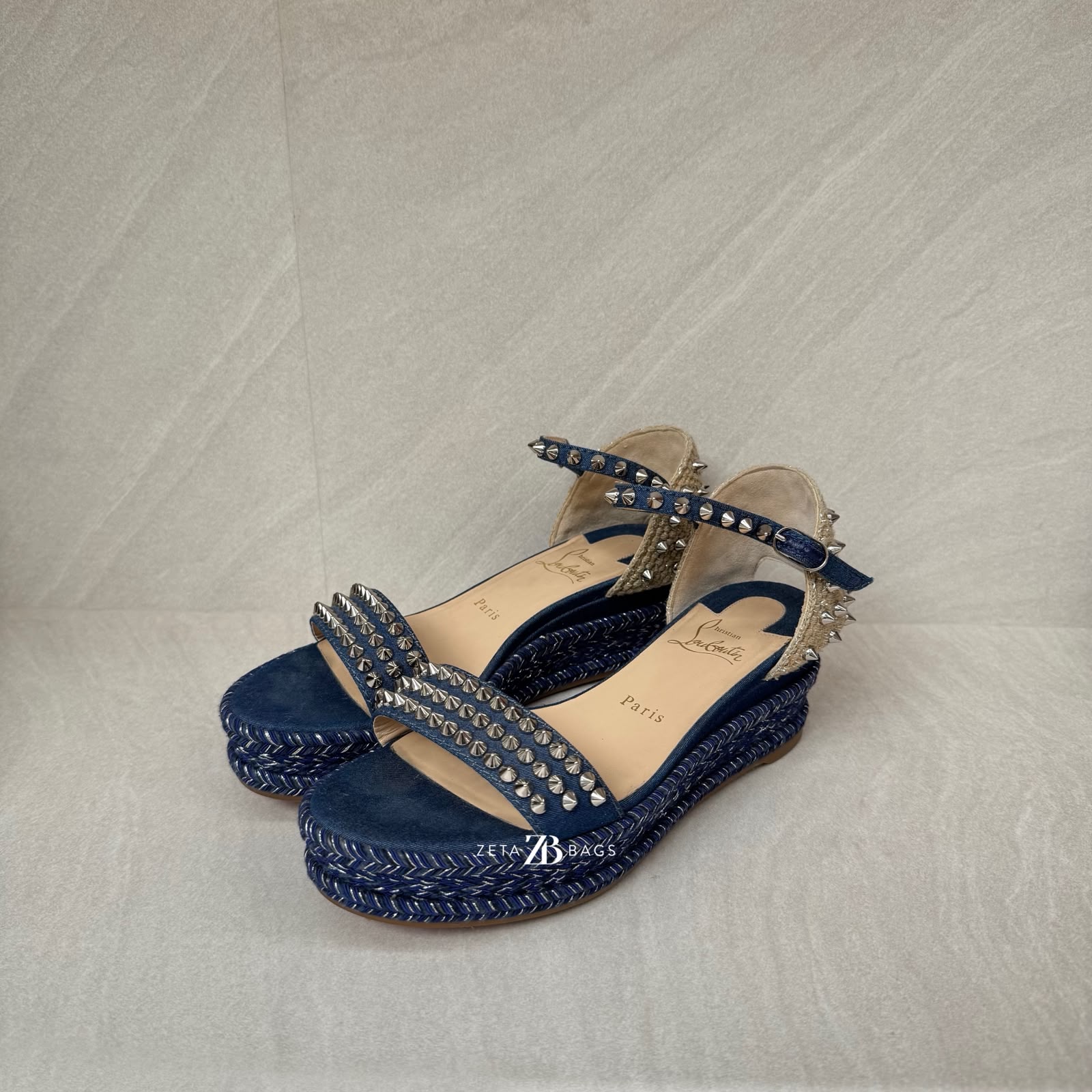 Christian Louboutin Studded  Espadrille Denim Navy