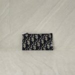 Dior Zip Card Holder Blue Oblique Canvas
