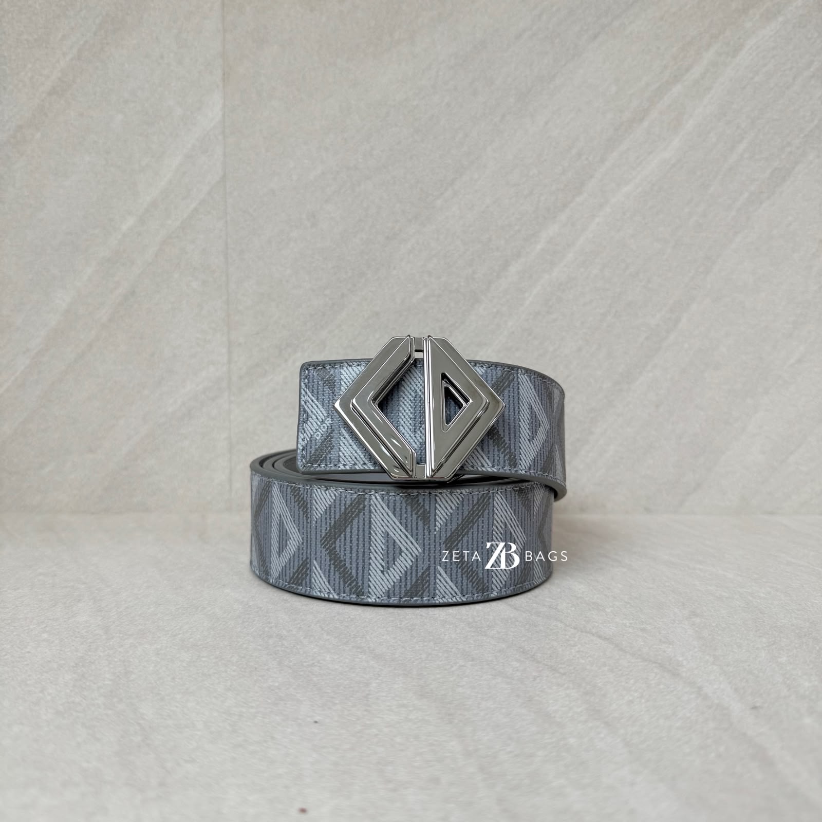 Dior CD Belt Diamond Reversible Diamond Canvas Grey
