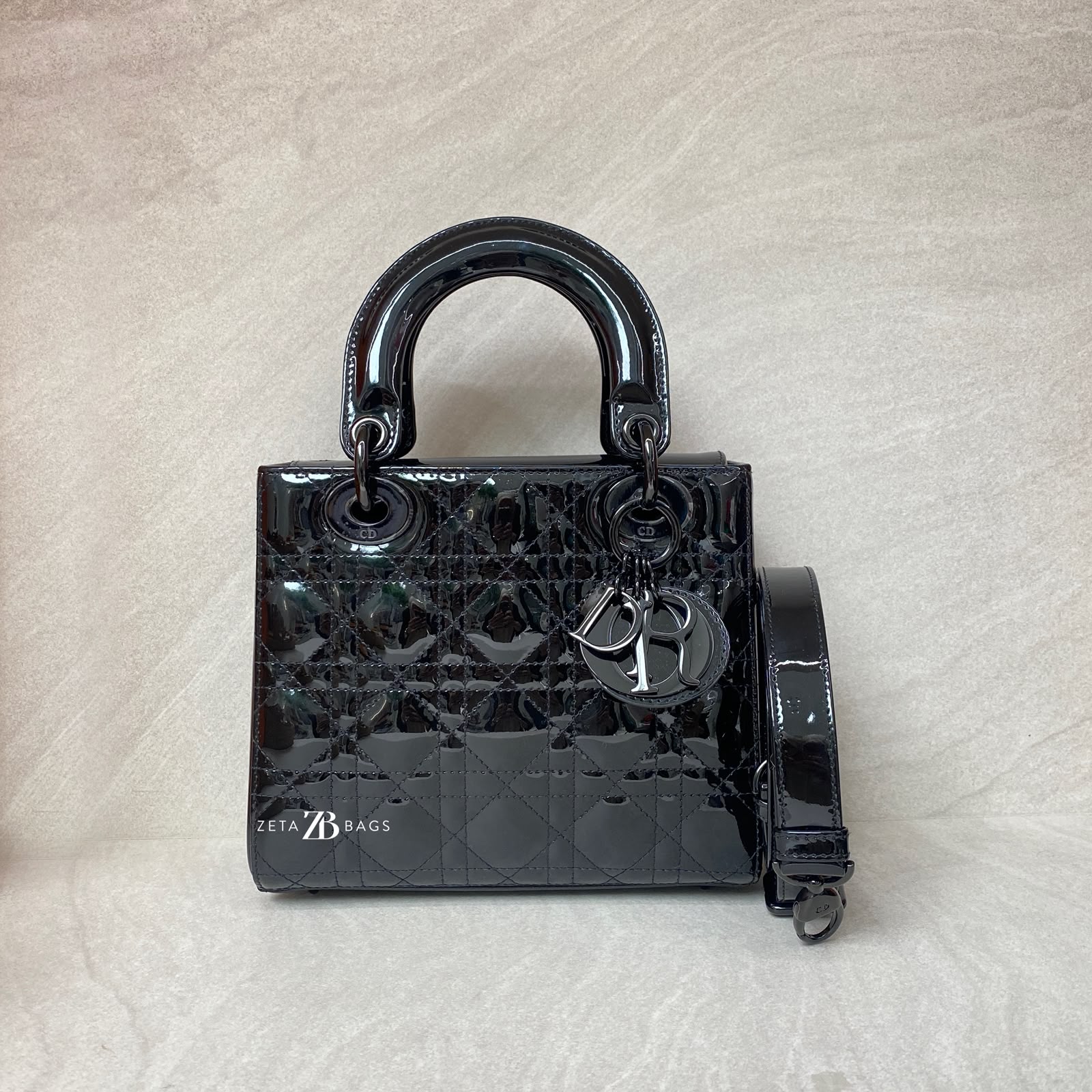 Dior Lady Dior Small Vernis All Black