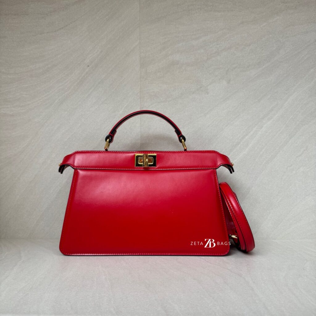 Fendi Peek A Boo Iseeu East West Calfskin Smooth Red GHW