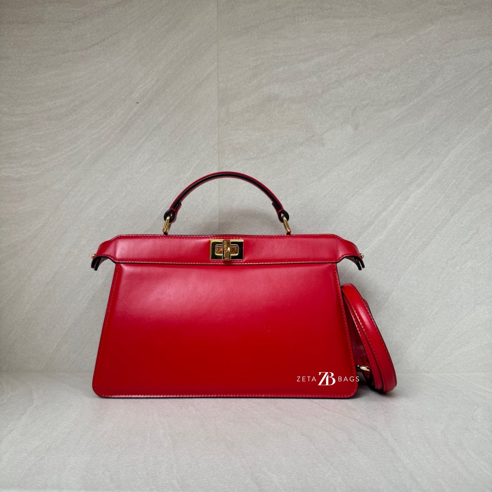 Fendi Peek A Boo Iseeu East West Calfskin Smooth Red GHW