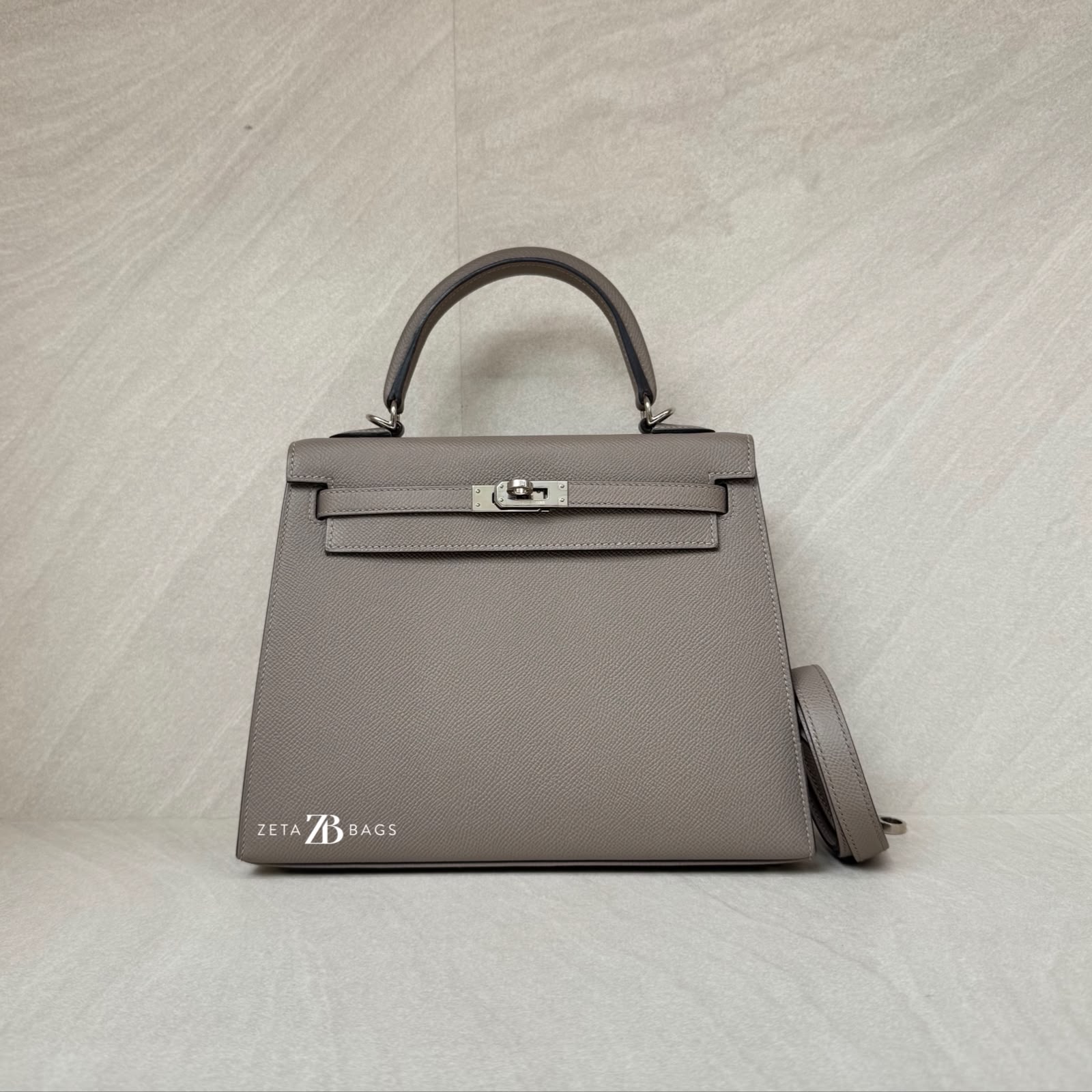 Hermes Kelly 25 Epsom Gris Asphalt PHW
